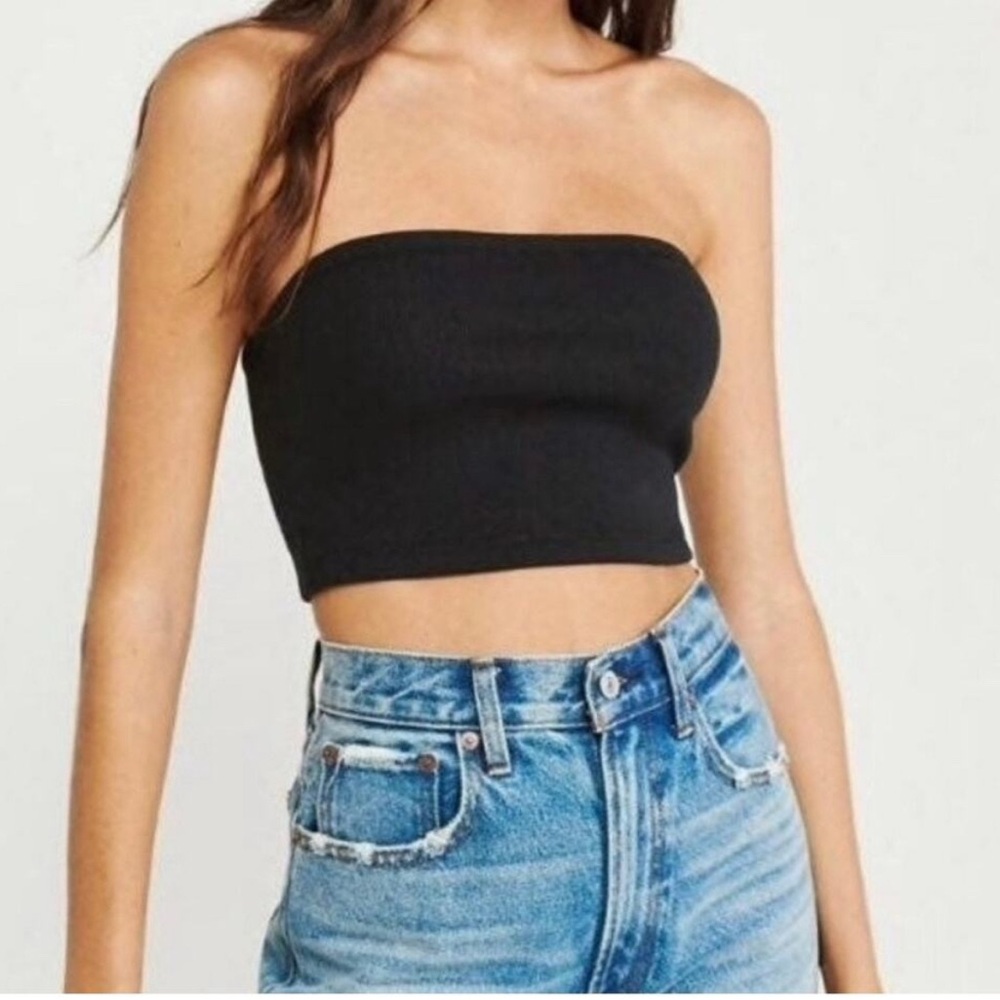 Abercrombie & Fitch Black Ribbed Tube Top Size Extra Small